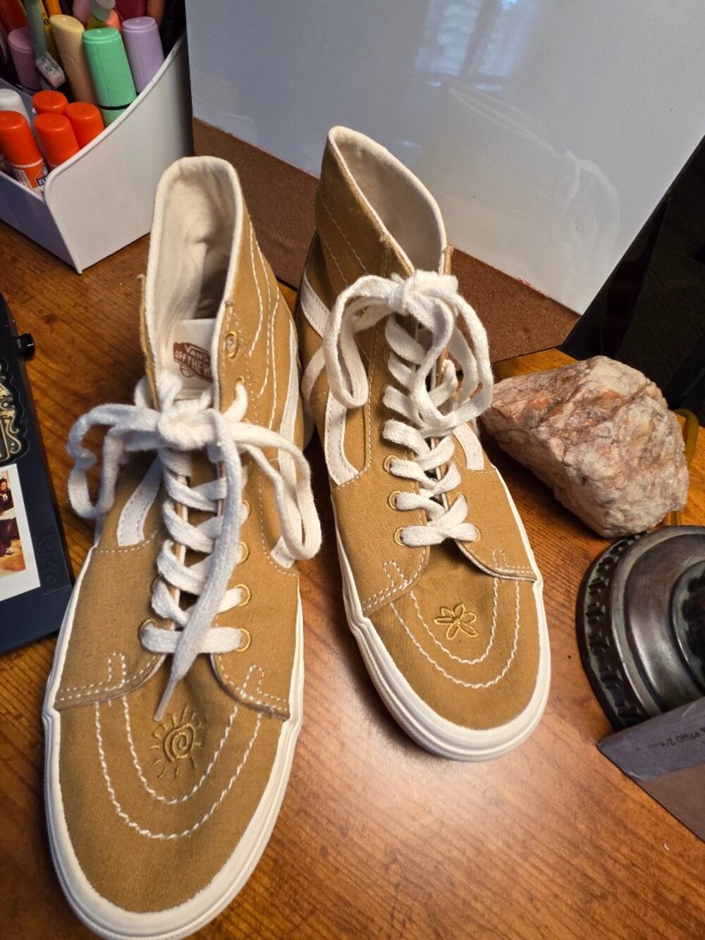 VANS Sk8 Hi Eco Theory "Peace And Leaf" gold Skate shoes